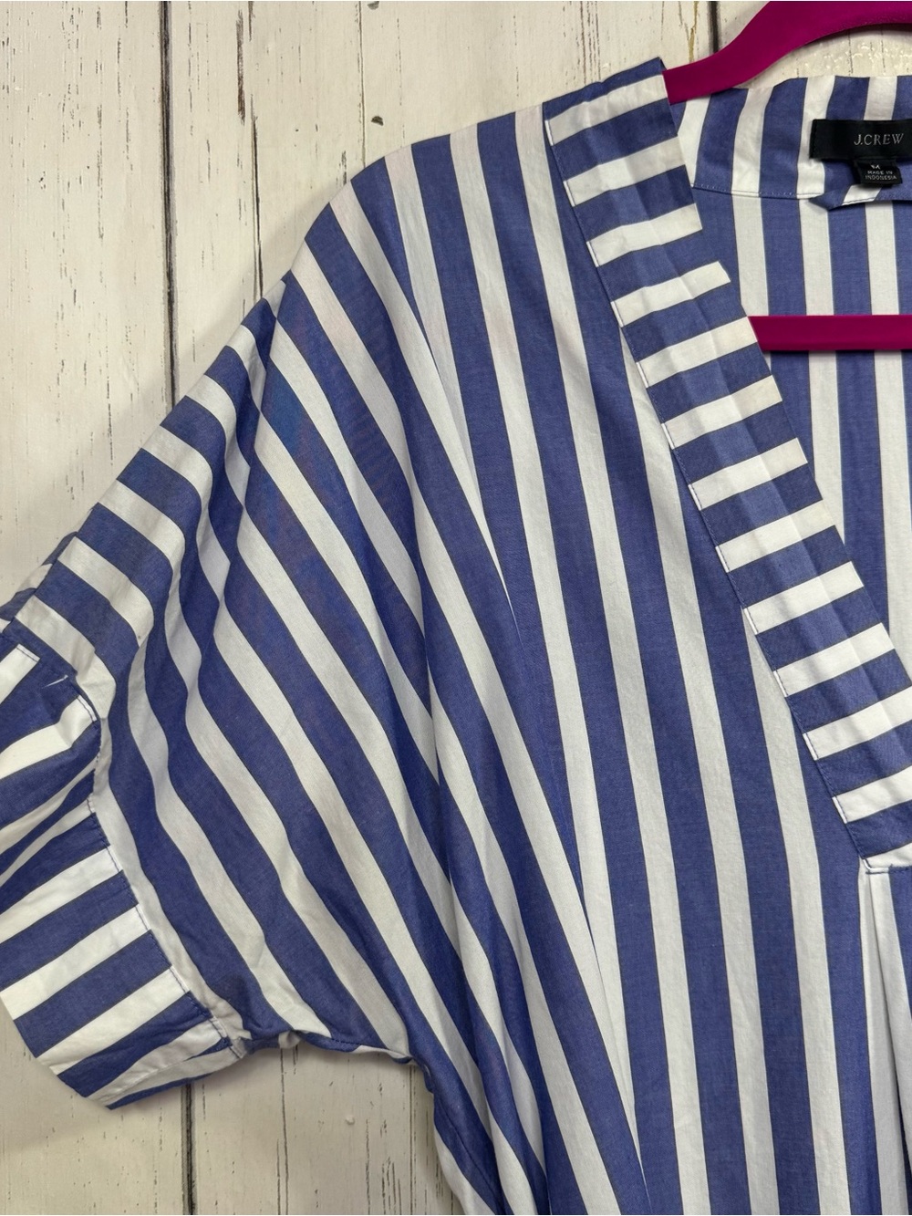 J.Crew Blue White Stripe Cotton Poplin Maxi Dress Belted Coastal Preppy Nautical - Picture 3 of 16